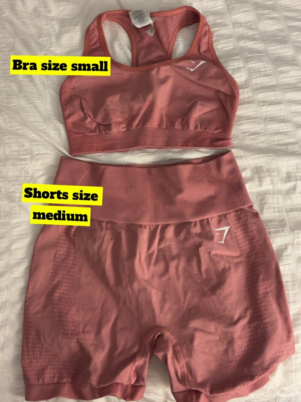 Gymshark Dusty Rose Seamless Athletic Shorts & Sports Bra Set